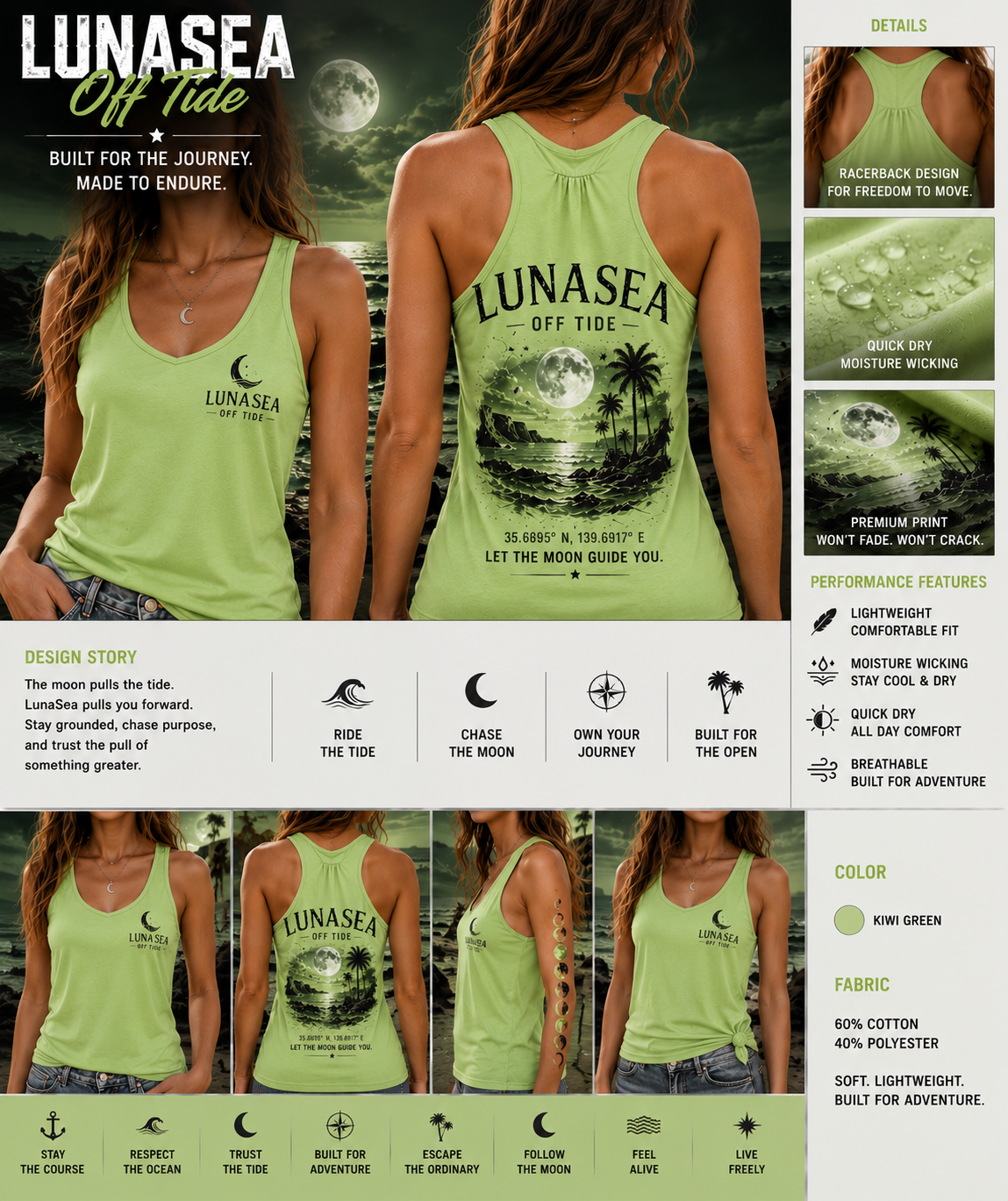 LunaSea Off Tide Racerback Tank - Kiwi Green