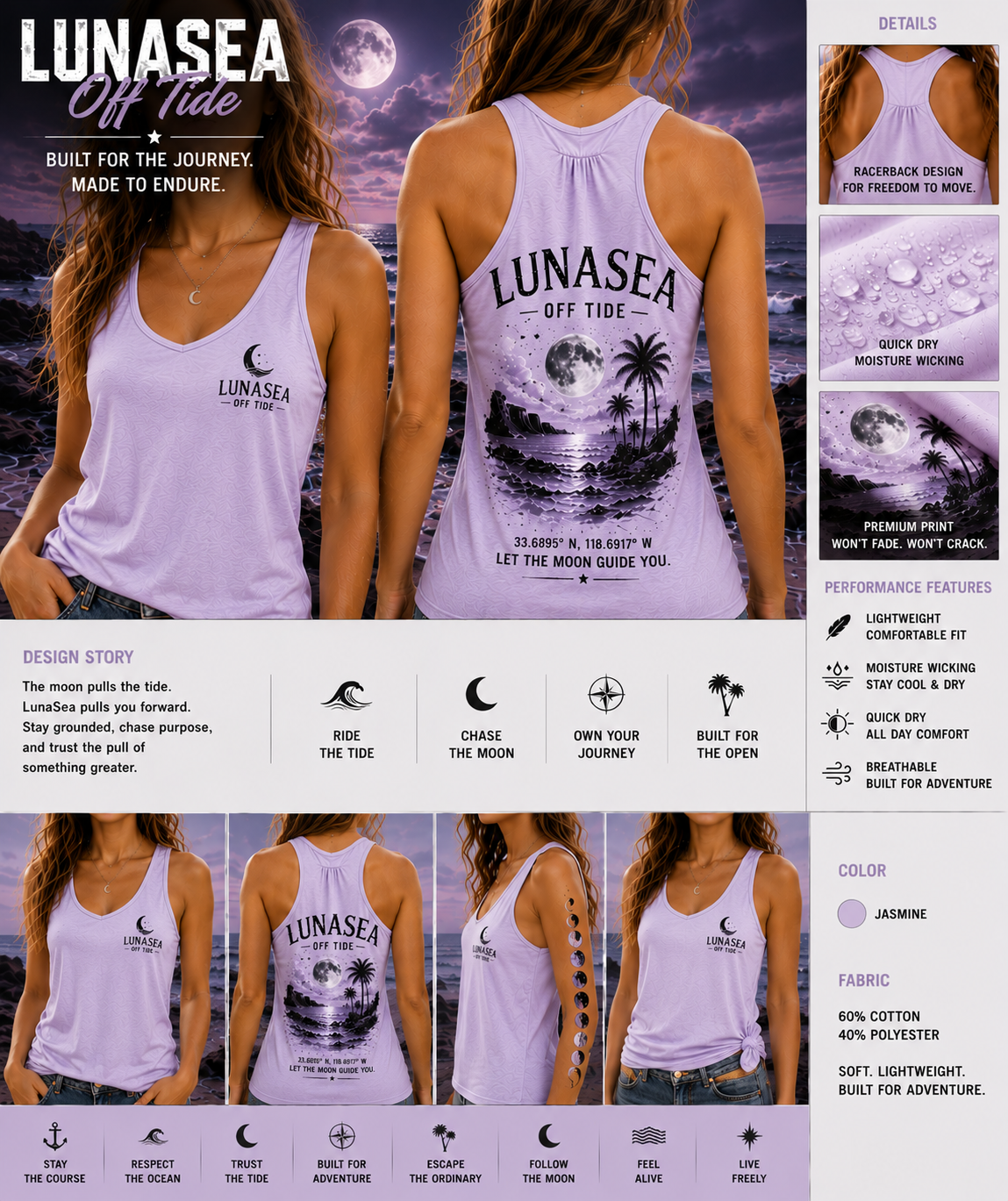 LunaSea Off Tide Racerback Tank - Jasmine Purple